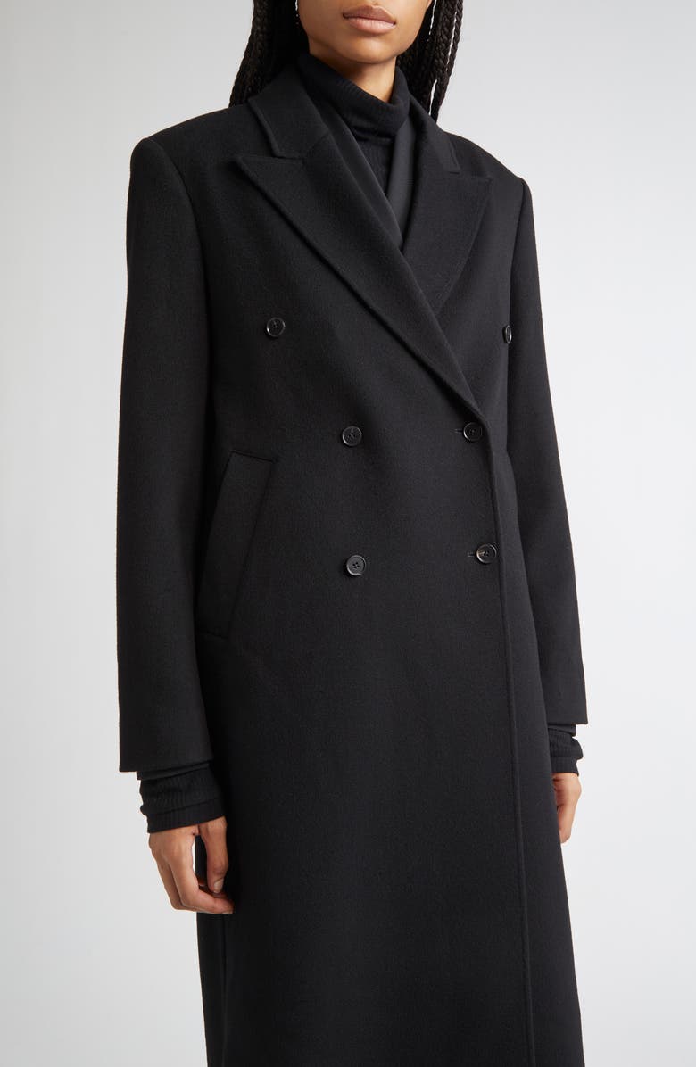 LOULOU DE SAISON Rosco Double Breasted Wool & Cashmere Coat, Alternate, color, Black