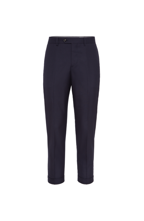 Brunello Cucinelli Tapered-leg Wool Trousers In Blue