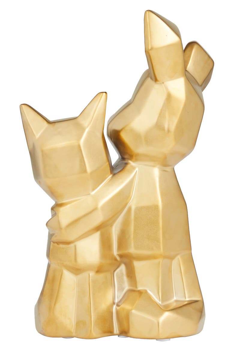 Goldtone Porcelain Cubist Dog Sculpture, Alternate, color, GOLD