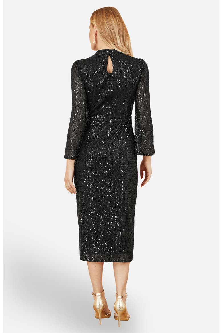 Sequin Fitted Midi Dress, Alternate, color, Black