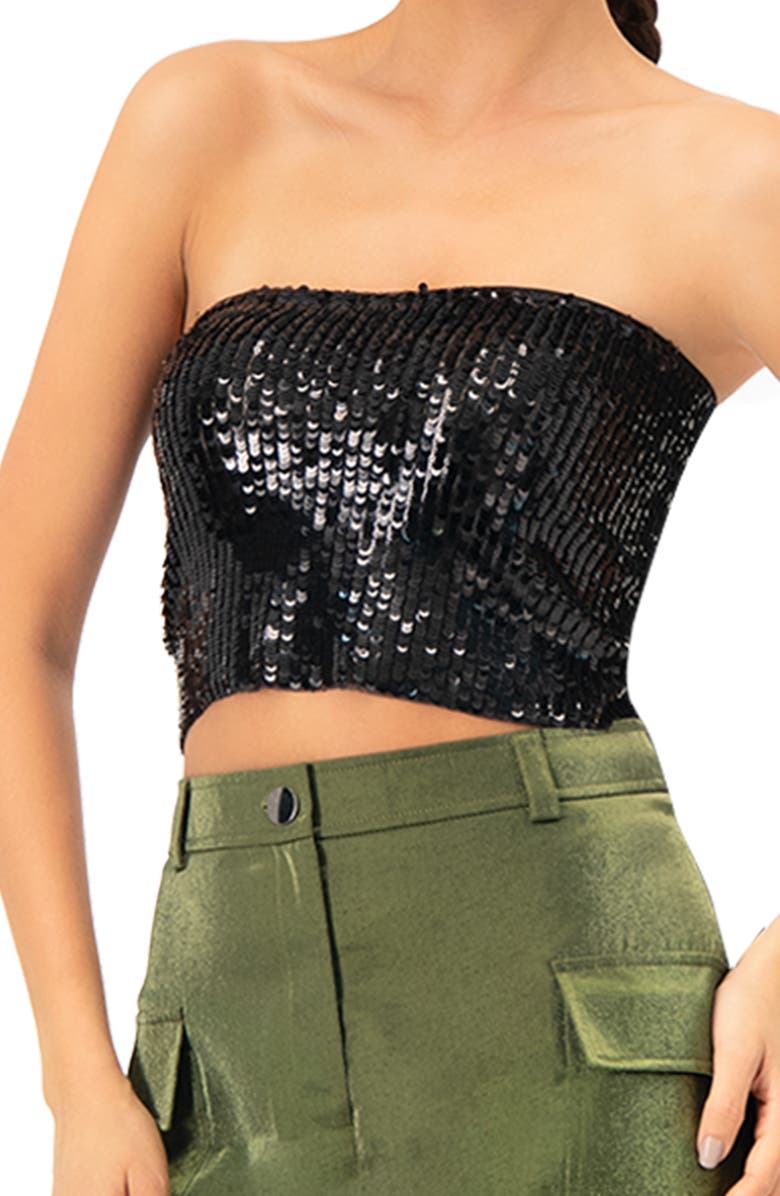 IVONNE Sequin Tube Top, Main, color, Black