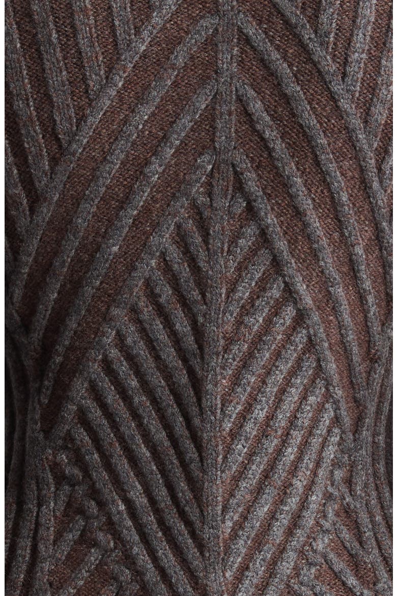 Warrior Rib Merino Wool Blend Cardigan, Alternate, color, GREY/ BROWN
