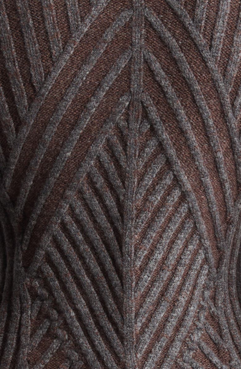 Paolina Russo Warrior Rib Merino Wool Blend Cardigan, Alternate, color, Grey/ Brown