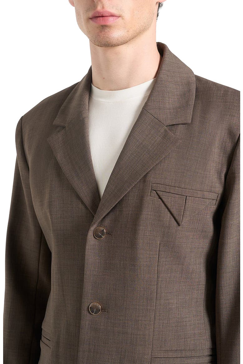 Bastien Single Breasted Hatched Tailored Suit Jacket, Alternate, color, Light Brown