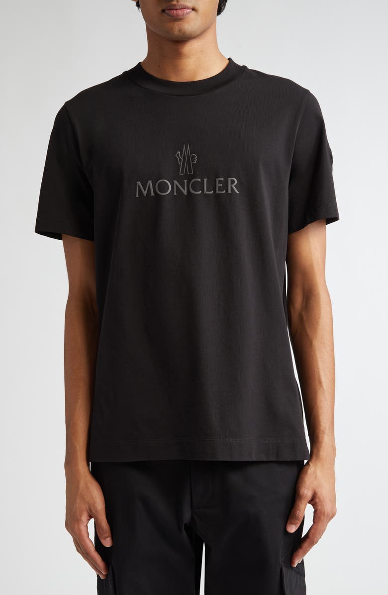 Moncler Logo Embellished T-Shirt, Main, color, Black