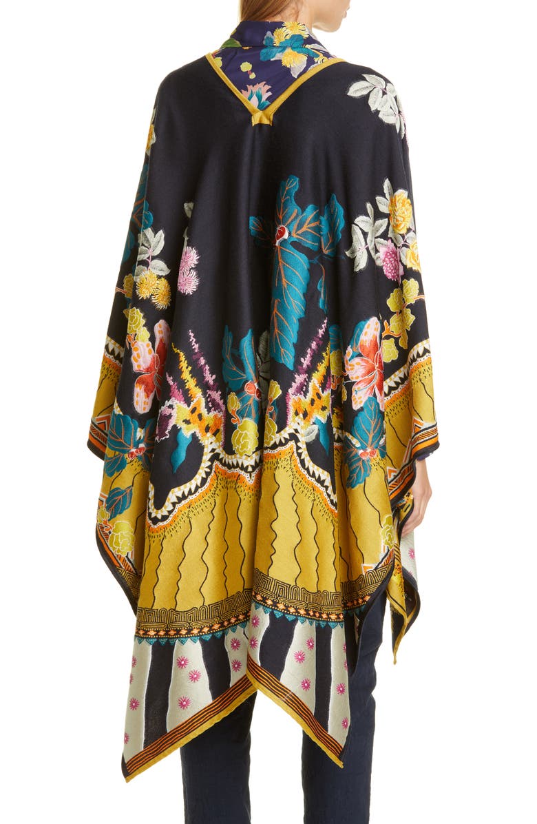 Etro Jacquard Wool Blend Open Front Poncho, Alternate, color, 