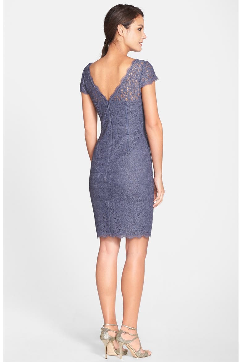Seam Detail Lace Cocktail Dress, Alternate, color, GUNMETAL