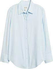 Open Edit Relaxed Fit Long Sleeve Button-Up Shirt