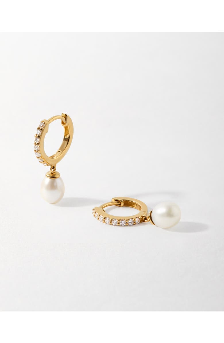 Edge of Ember Pearl Pave Diamond Huggie Earrings, Main, color, Diamond