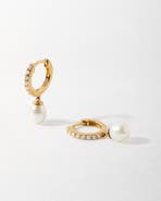 Edge of Ember Pearl Pave Diamond Huggie Earrings