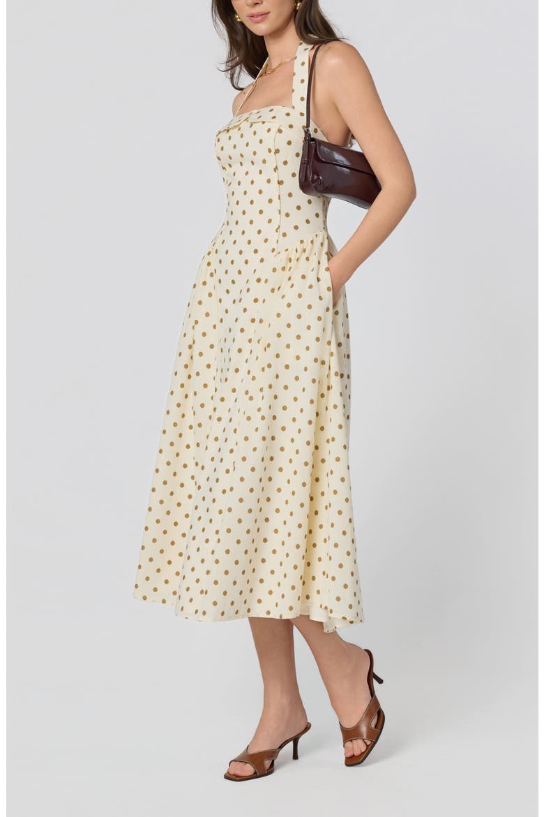 Marianna Halter Midi Dress, Alternate, color, CREAM POLKA DOT
