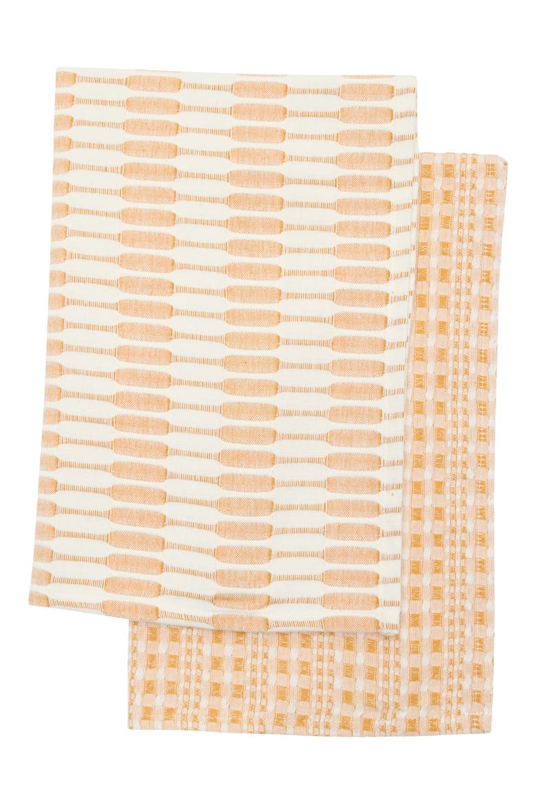 Abode Set of 2 Cotton Tea Towels, Main, color, OCHRE