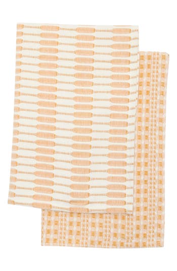 Now Designs Abode Set Of 2 Cotton Tea Towels In Pink