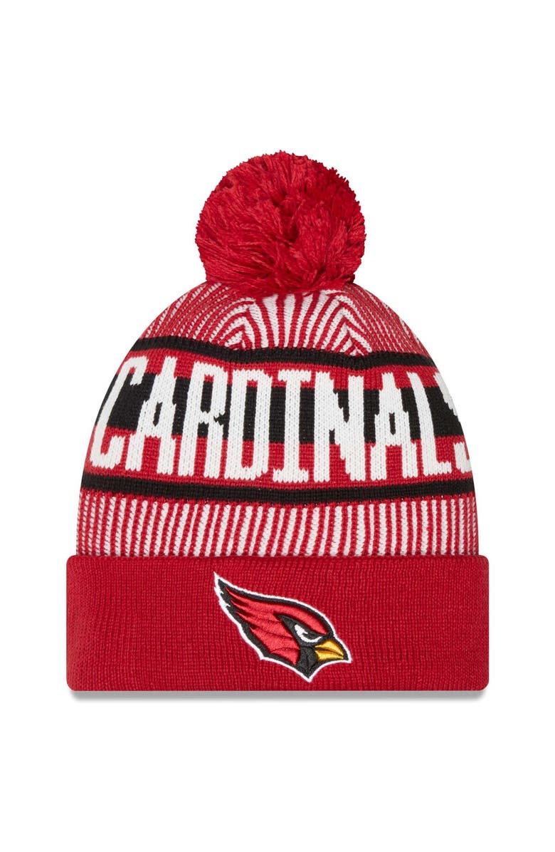 New Era Men's New Era Cardinal Arizona Cardinals Striped Cuffed Knit Hat with Pom, Main, color, Cardinal