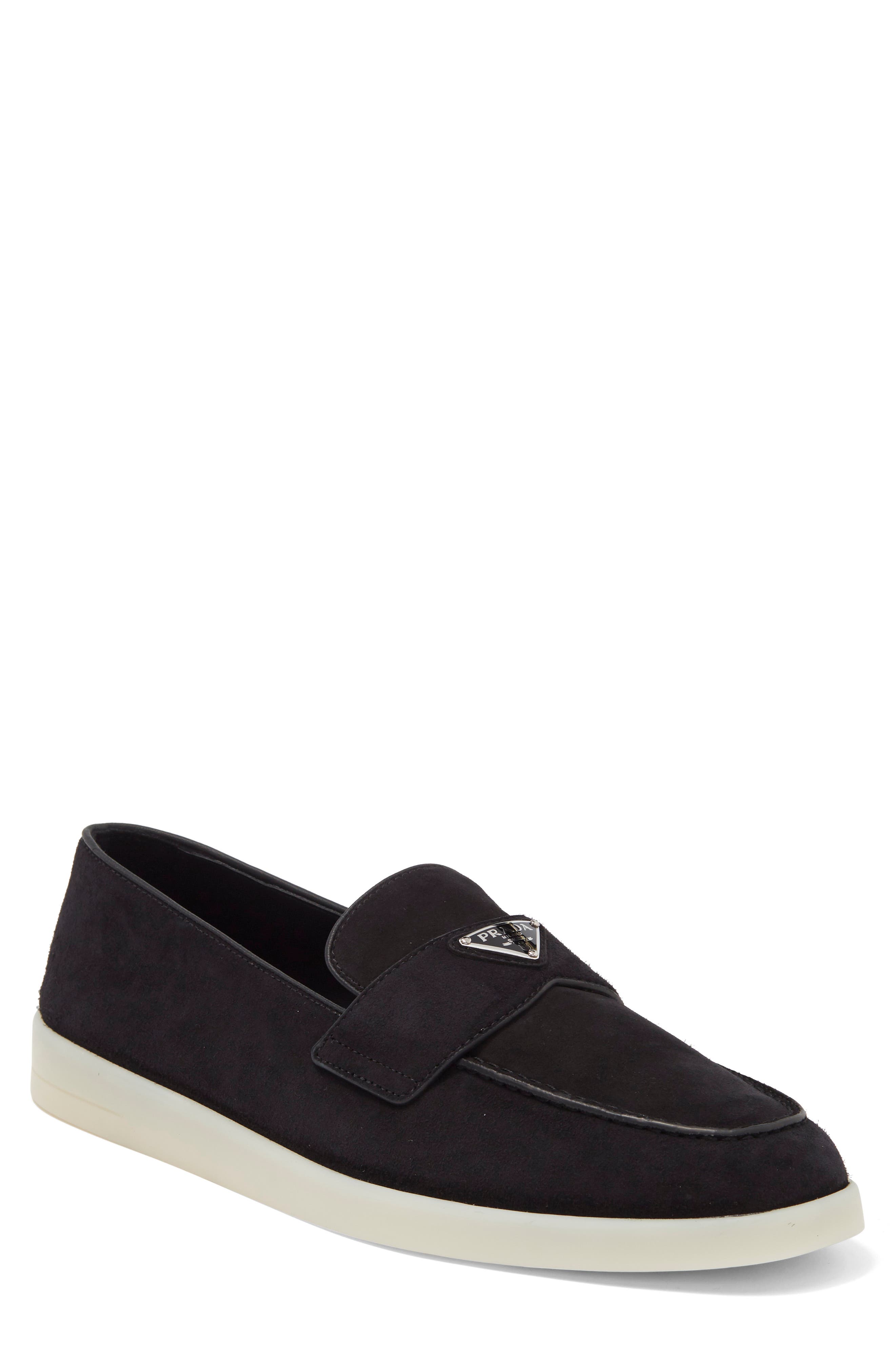 Prada Moc Toe Loafer, Main, color, Nero