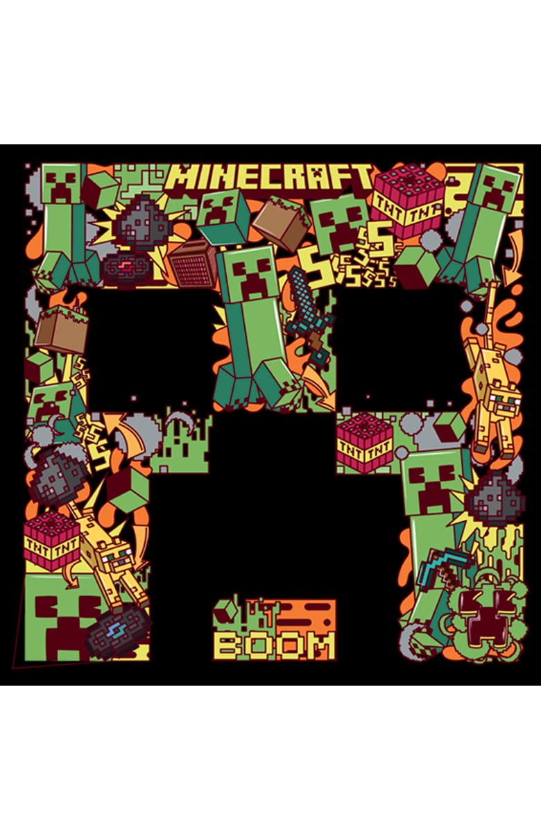 MINECRAFT Boy's Minecraft Creeper Collage Graphic T-Shirt, Alternate, color, Black