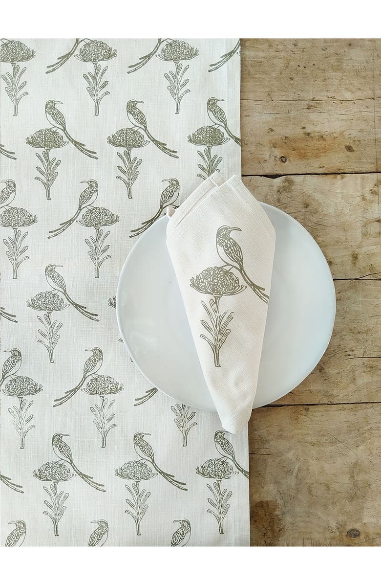 FRENCH HOME Sugar Bird Table Runner, Alternate, color, Sage