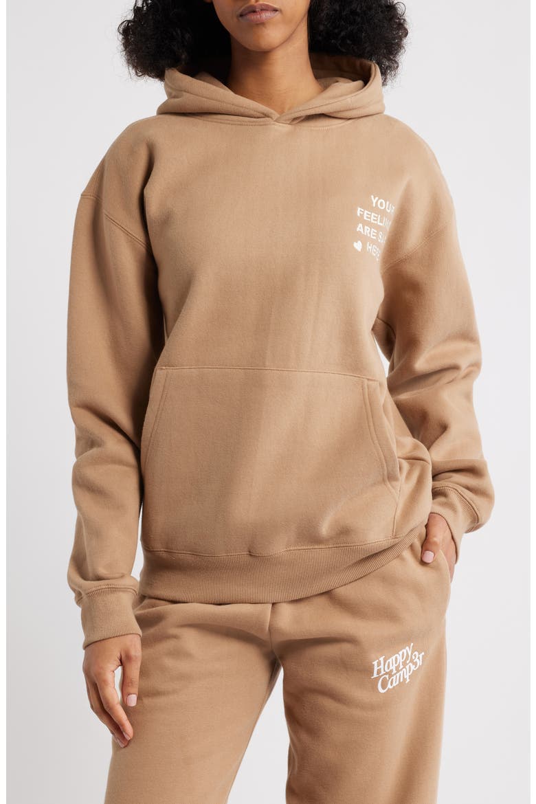 Feelings Are Safe Here Hoodie, Main, color, ALMOND