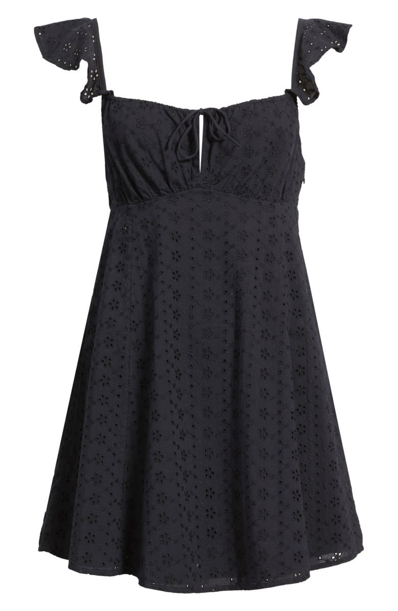 BP. Eyelet Embroidery Flutter Sleeve Minidress, Alternate, color, 