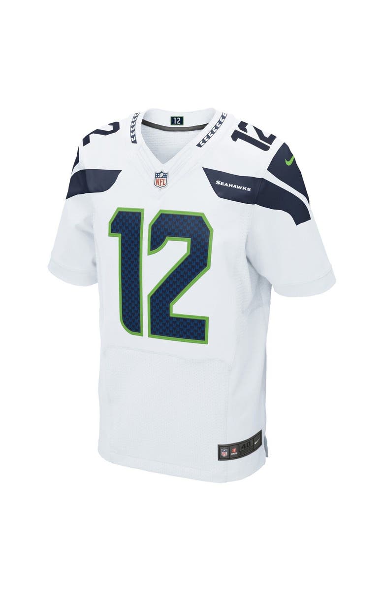 Nike Mens Seattle Seahawks 12s Nike White Elite Jersey, Alternate, color, 