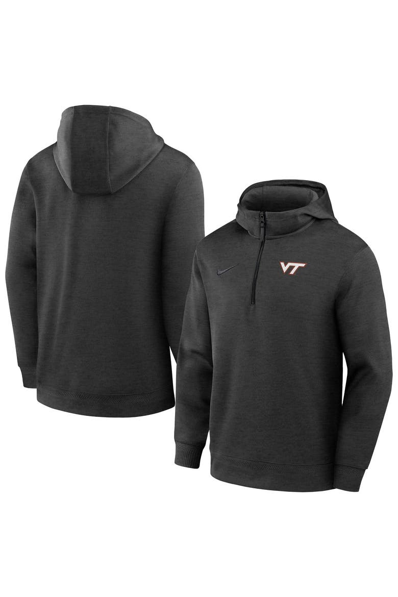 Men's Nike Black Virginia Tech Hokies Coaches Dri-FIT Half-Zip Hoodie, Main, color, Black