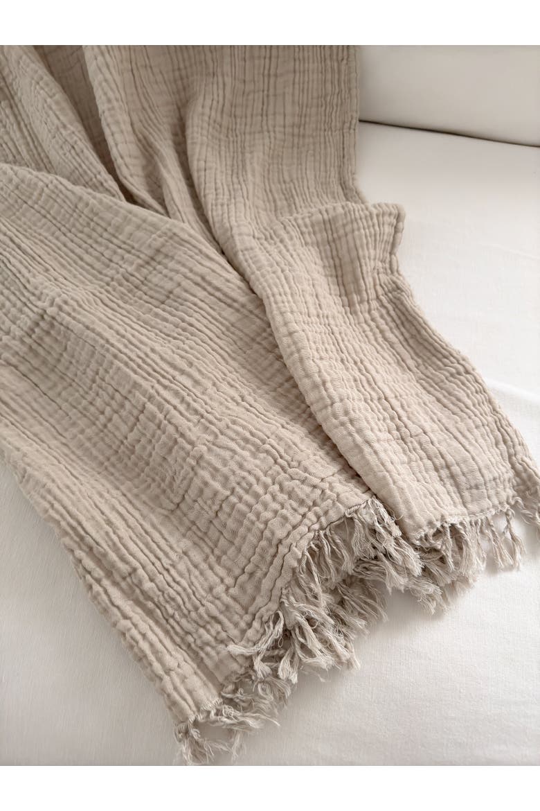 Crinkled Cotton Cuddle Blanket, Alternate, color, Terracotta