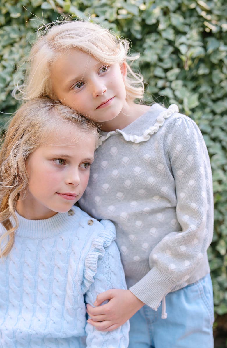 Hope & Henry Kids' Organic Long Sleeve Peter Pan Collar Sweater, Alternate, color, Gray Flower Intarsia