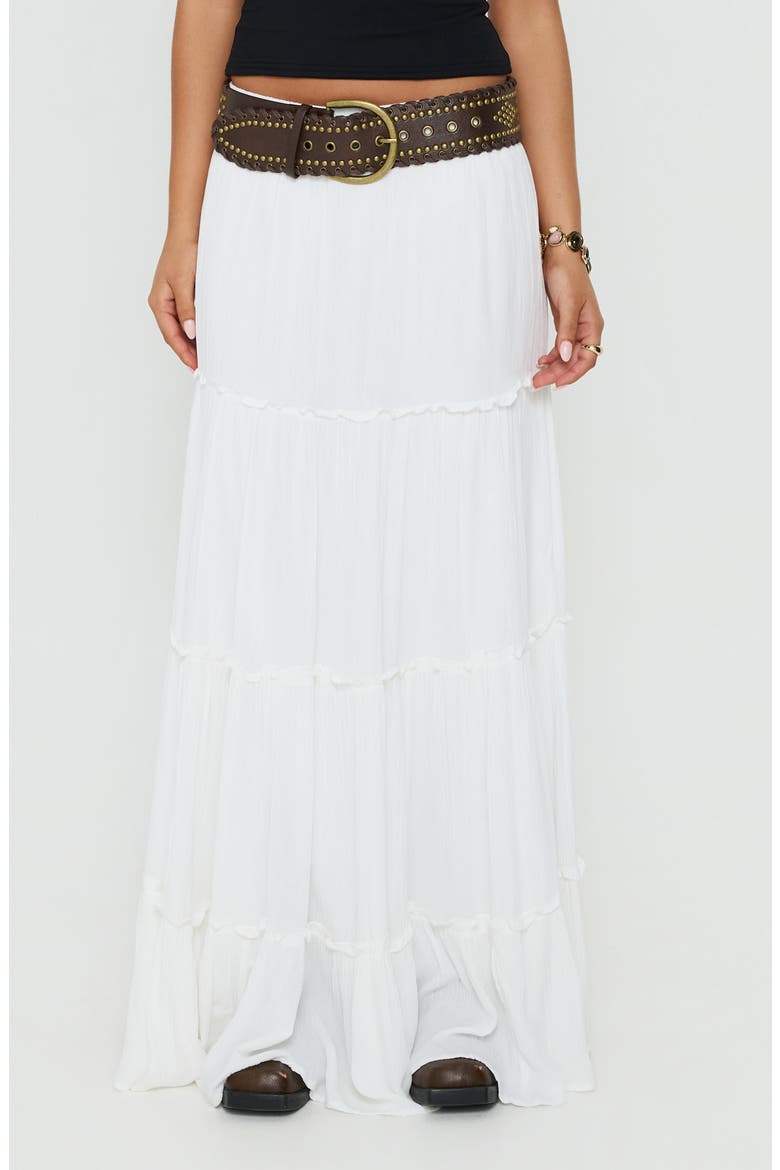Miriah Tiered Maxi Skirt, Main, color, WHITE