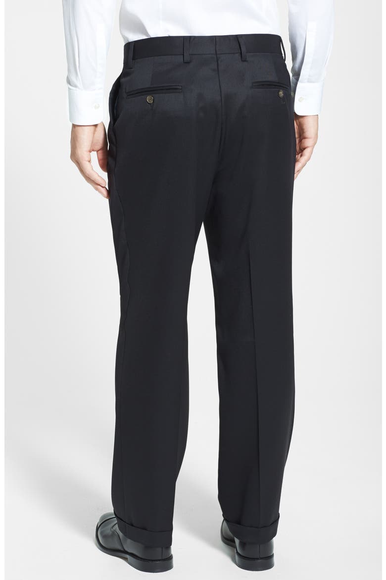 Pleated Classic Fit Wool Gabardine Dress Pants, Alternate, color, BLACK