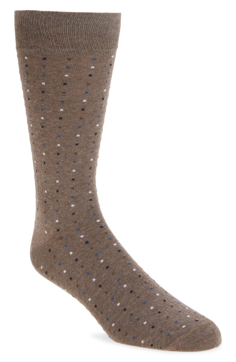 Nordstrom Mini Dot Cotton Blend Dress Socks, Main, color, Brown