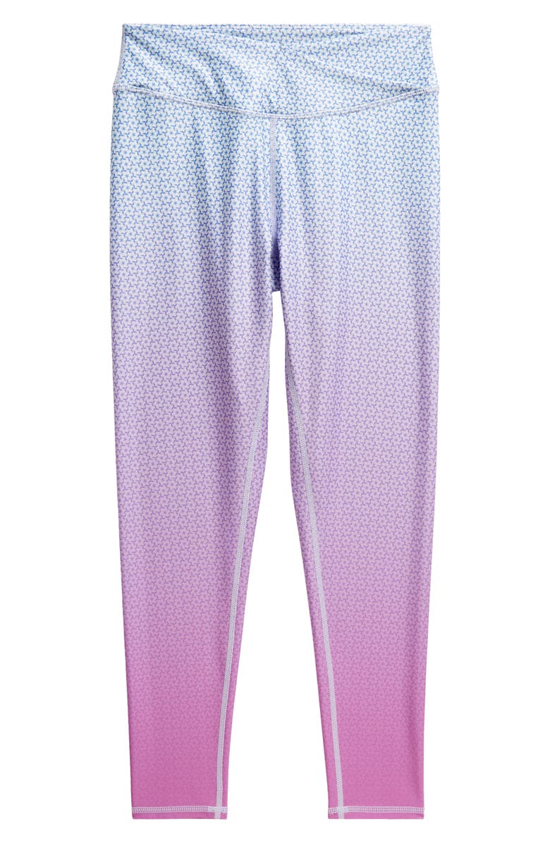 Zella Girl Kids' Print Crossover High Waist 7/8 Leggings, Main, color, Purple Iris Fan Geo Gradient