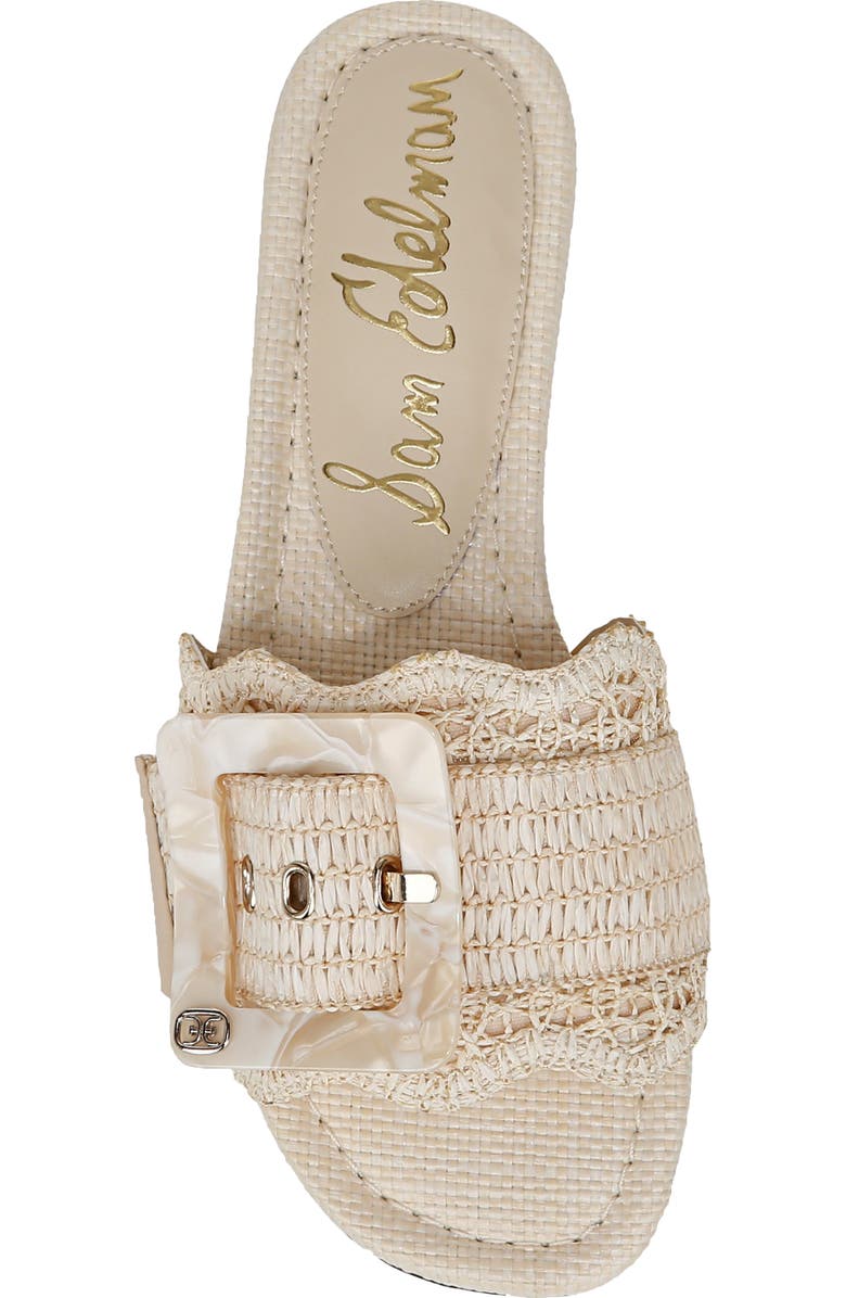 Sam Edelman Bambi Raffia Buckle Slide Sandal, Alternate, color, Linen