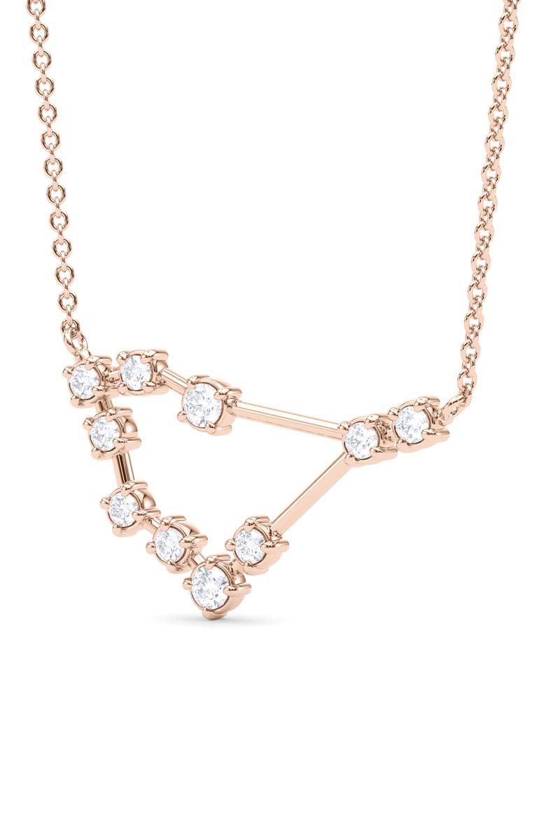 Capricorn Constellation Lab Created Diamond Necklace, Alternate, color, 18K ROSE GOLD