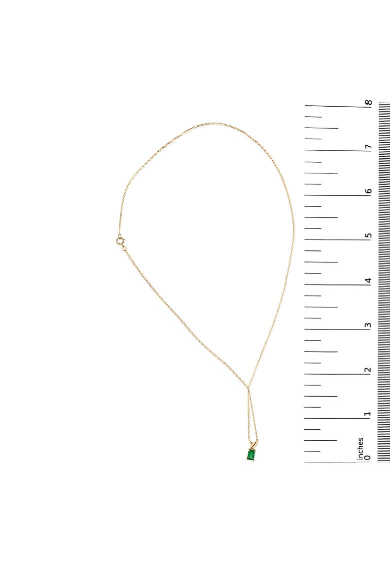 14K Gold 6x4MM Emerald Cut Gemstone Solitaire Pendant Necklace, Alternate, color, Green Emerald | Yellow