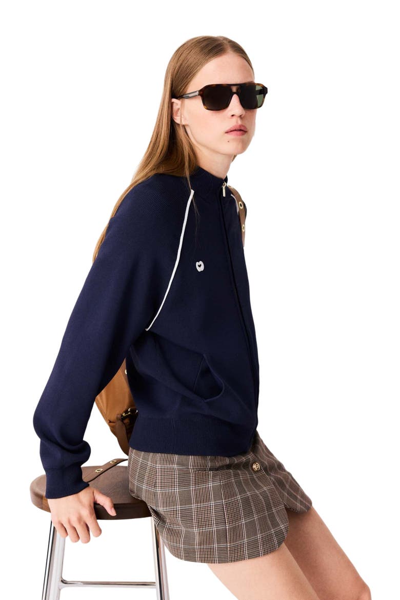 Zipped cardigan, Alternate, color, Navy