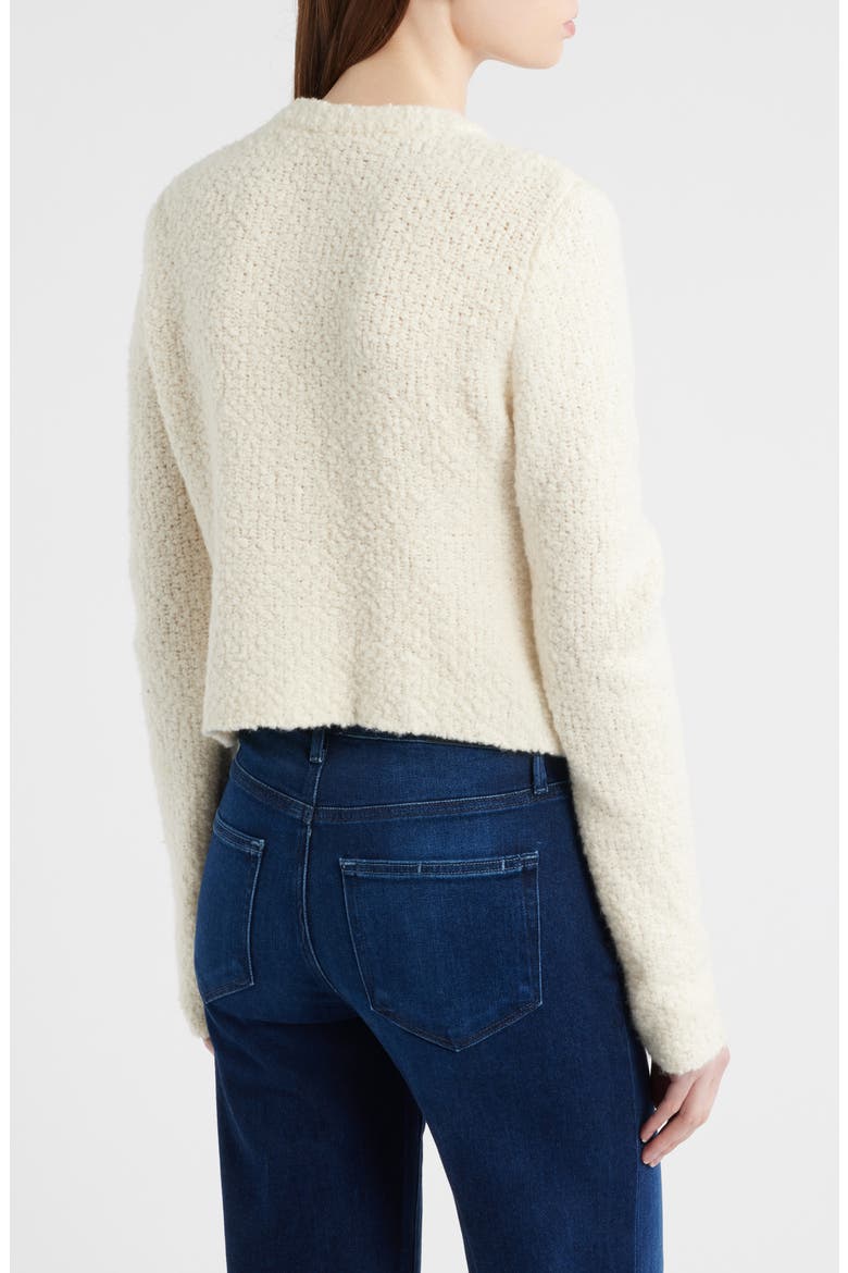 Leocadia Embellished Bow Wool Blend Cardigan, Alternate, color, IVORY