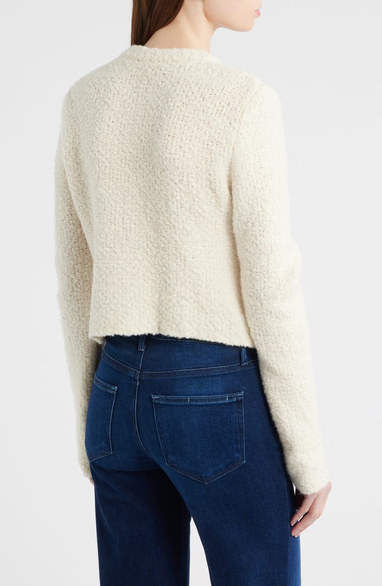 LoveShackFancy Leocadia Embellished Bow Wool Blend Cardigan, Alternate, color, Ivory