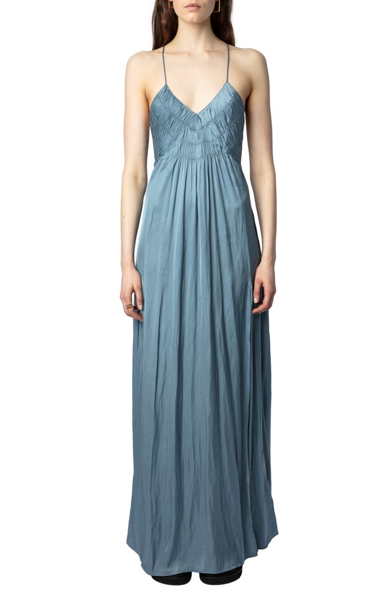 Zadig & Voltaire Rayonne Satin Maxi Slipdress, Main, color, 