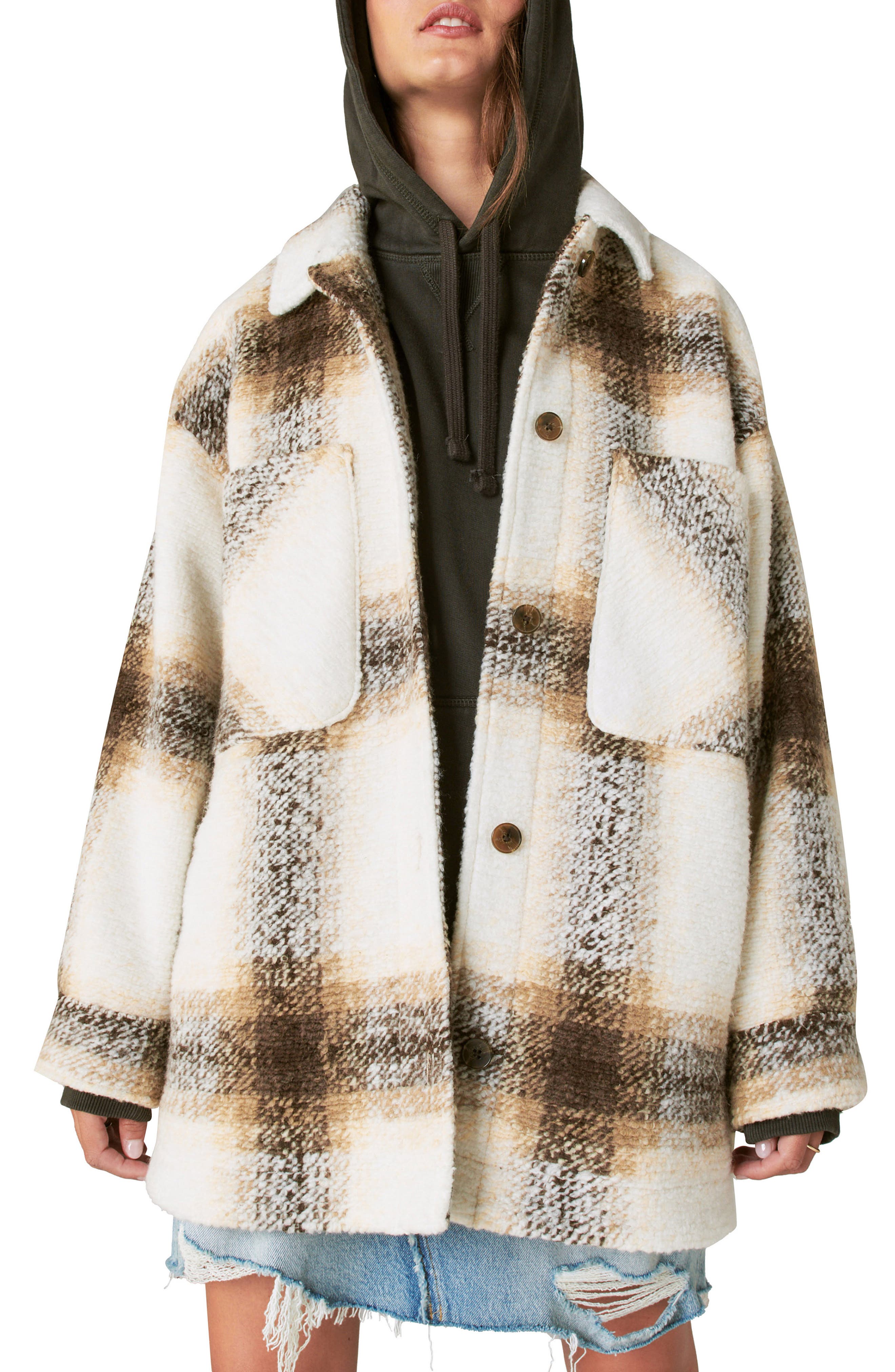 Lucky Brand Oversize Plaid Shirt Jacket