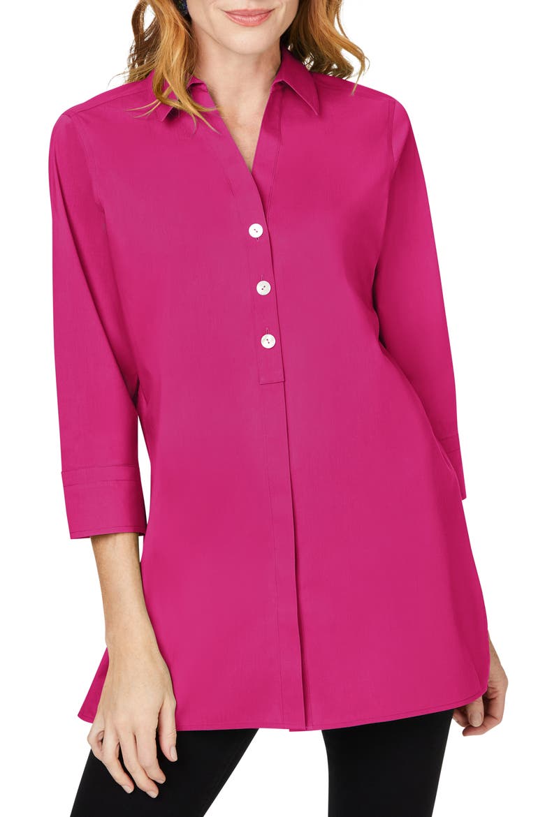 Pamela Stretch Button-Up Tunic, Main, color, PINK ROSATO