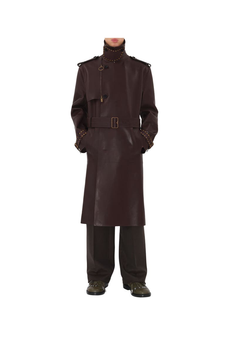 Burberry Long Leather Trench Coat, Alternate, color, 