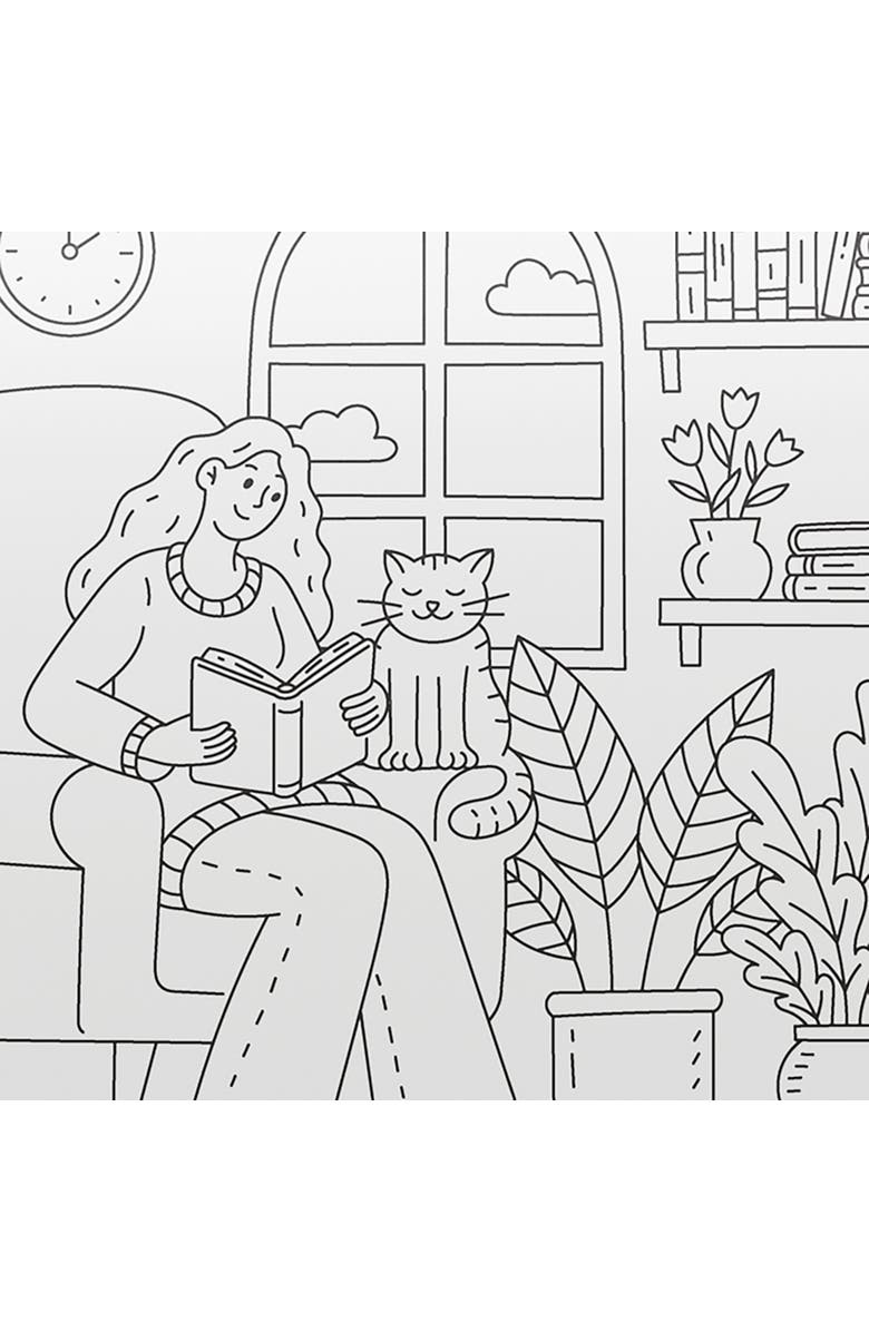 Art Maker Library Cats, Creative Coloring Kit, Adult Activity Set, 32 Designs, Alternate, color, Multicolored