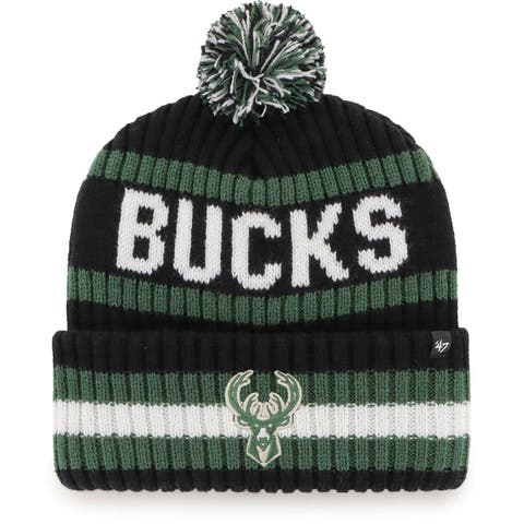 Men's '47  Black Milwaukee Bucks Bering Cuffed Knit Hat with Pom