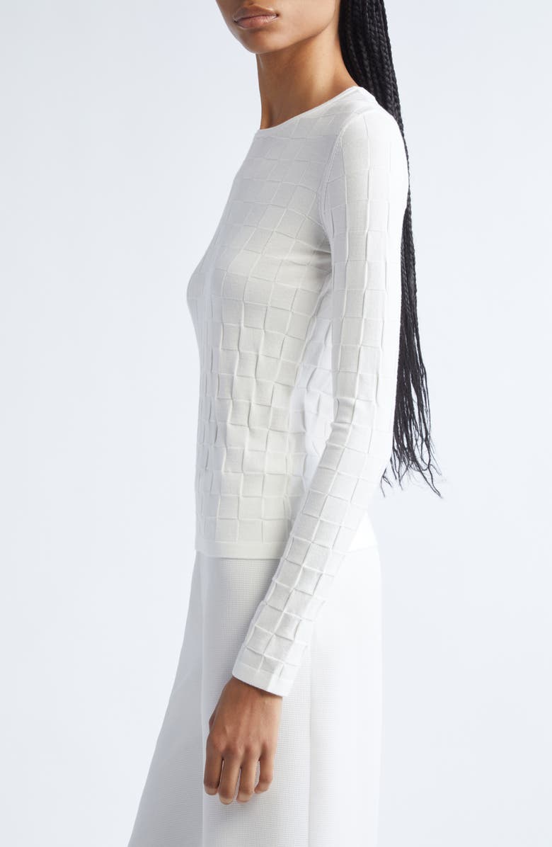 Emporio Armani Checkered Sweater, Alternate, color, Solid White
