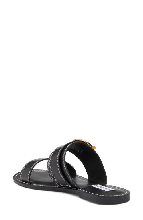 Steve Madden Sivan Slide Sandal In Black Leather