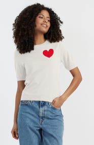 Chinti & Parker Pure Merino Heart Breton Short Sleeve Sweater