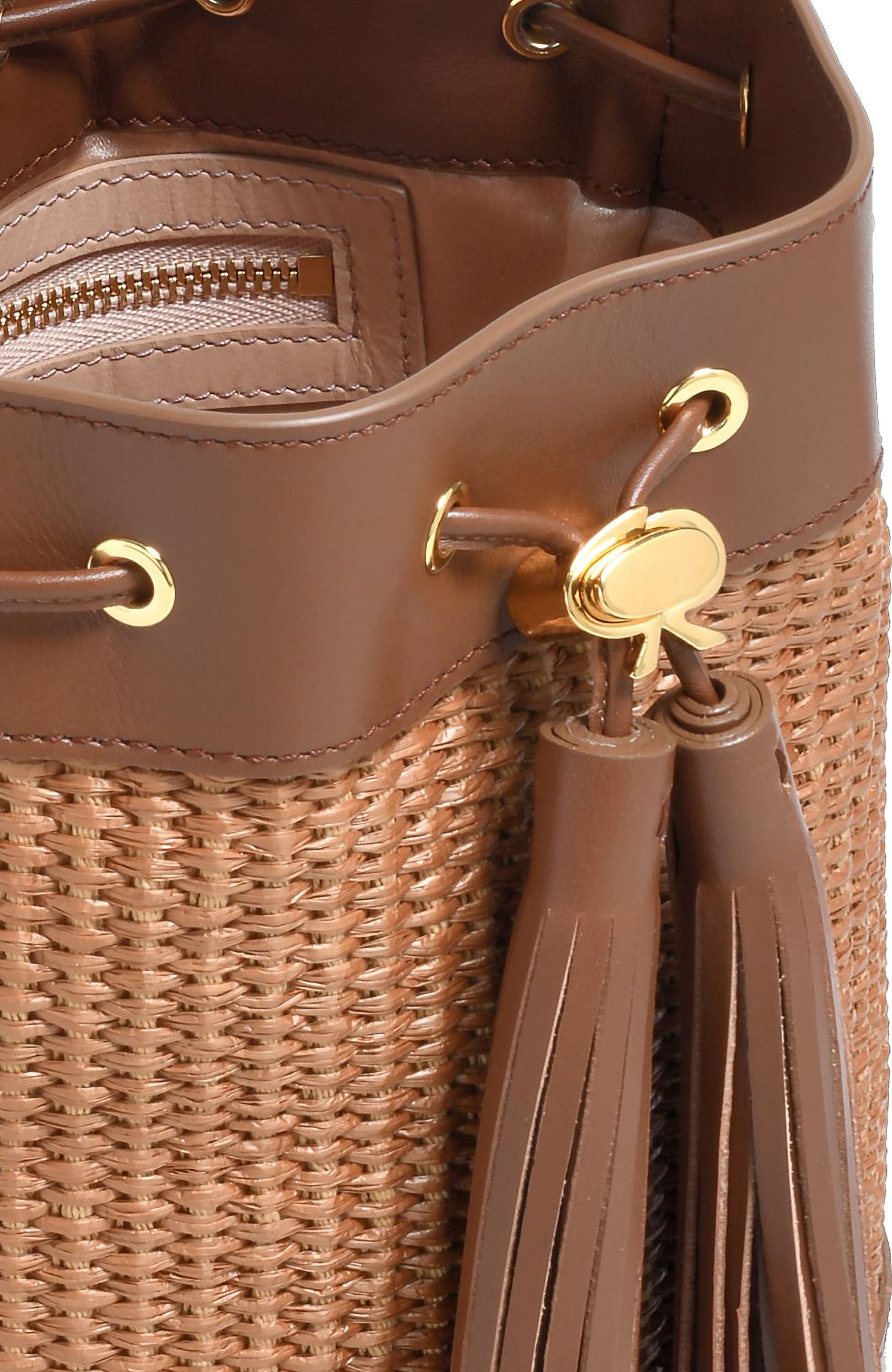 Sienna Bag, Alternate, color, Brown Raffia and Leather