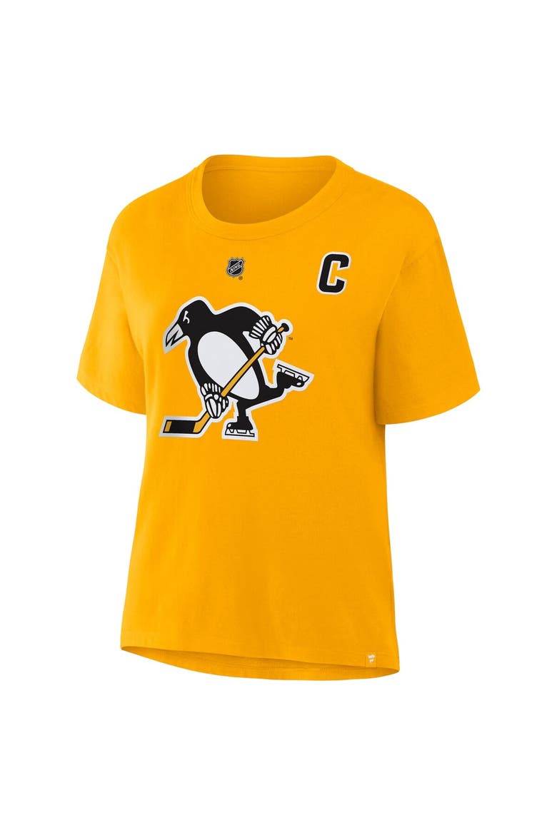 Women's Fanatics Sidney Crosby Gold Pittsburgh Penguins Authentic Stack Name & Number T-Shirt, Alternate, color, Gold