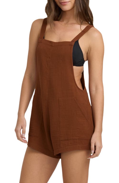 Billabong Beach Crush Cotton Gauze Cover-up Romper In Brown