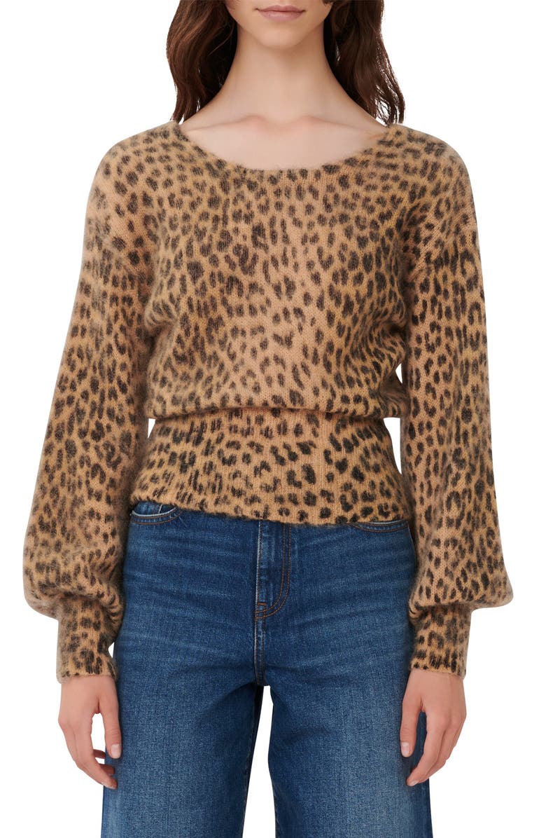 maje Leopard Print Mohair Sweater, Main, color, 